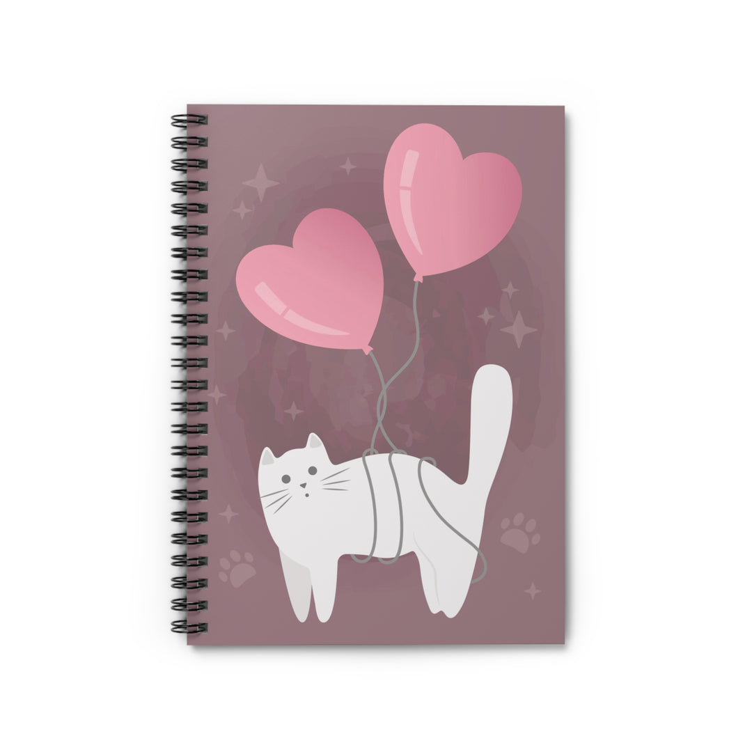Cat With Heart Balloons Spiral Notebook