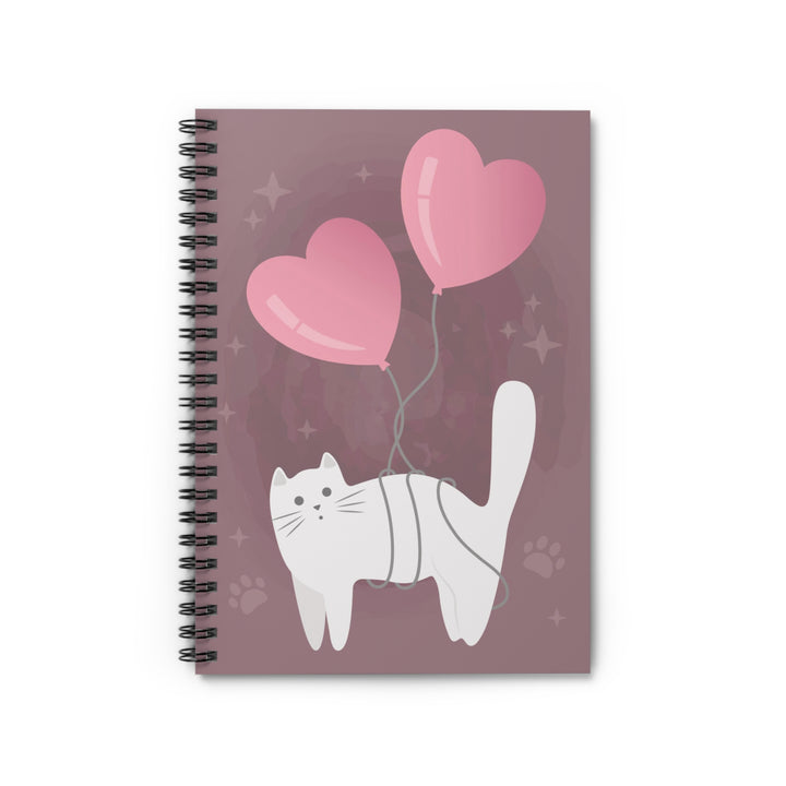Cat With Heart Balloons Spiral Notebook