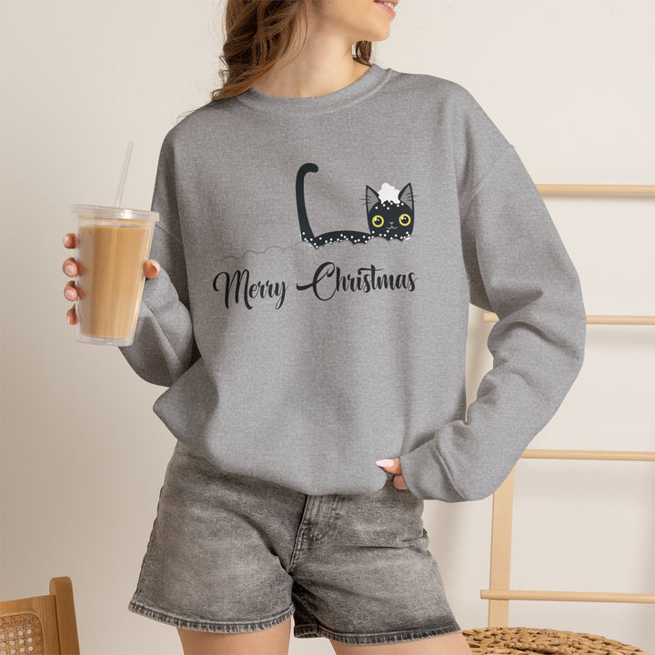 Snowy Christmas Cat Unisex Crewneck Sweatshirt