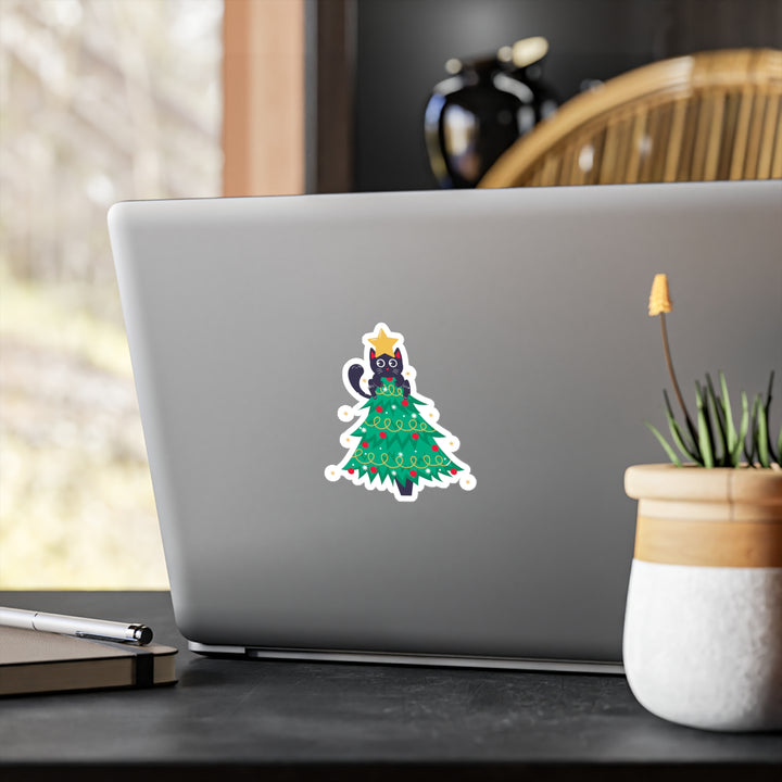 Cat Christmas Tree Sticker