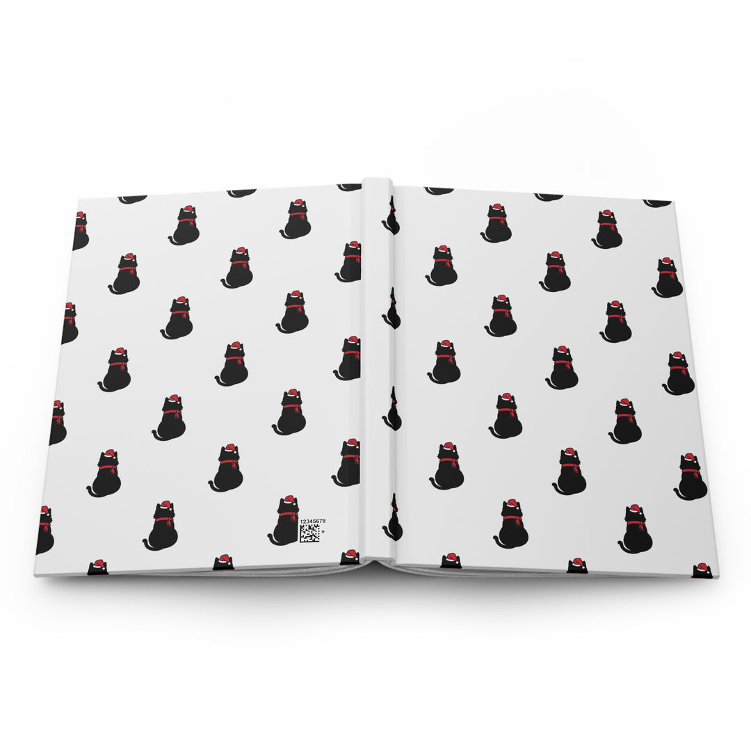Black Cat in A Santa Hat Hardcover Journal