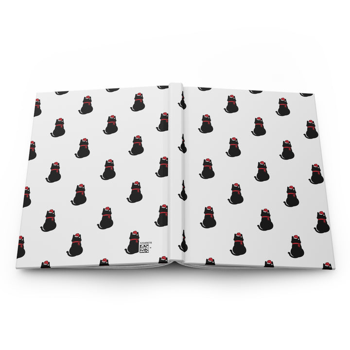 Black Cat in A Santa Hat Hardcover Journal