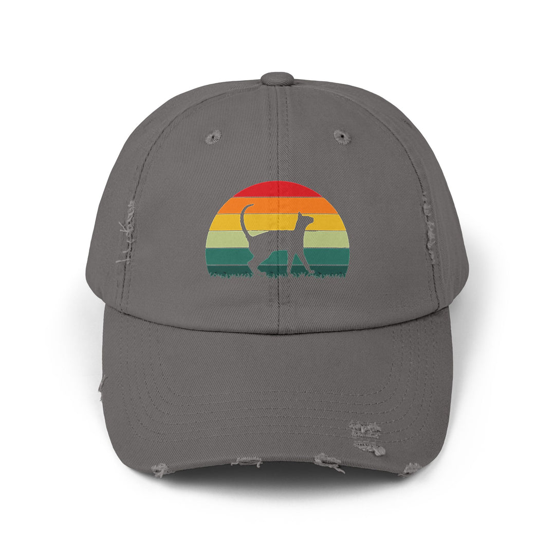 Sunset Cat Unisex Distressed Hat