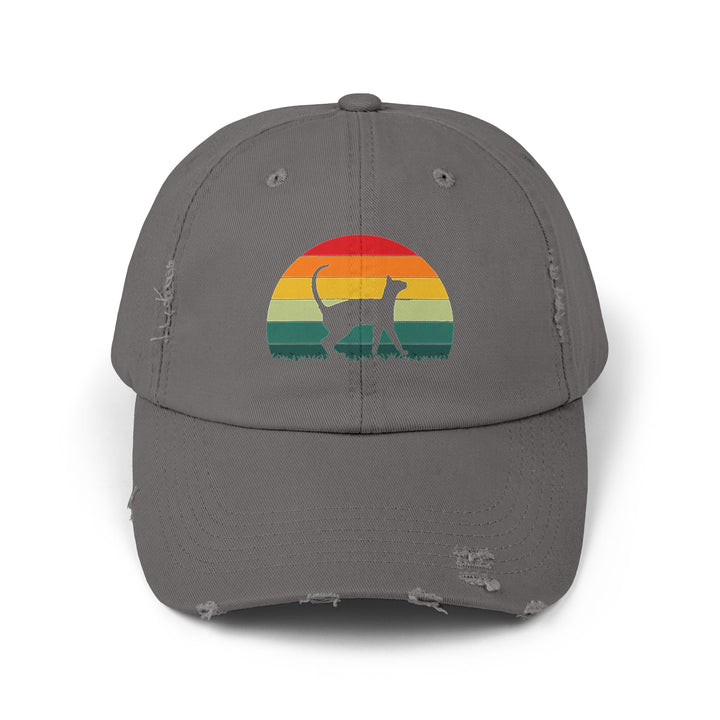 Sunset Cat Unisex Distressed Hat