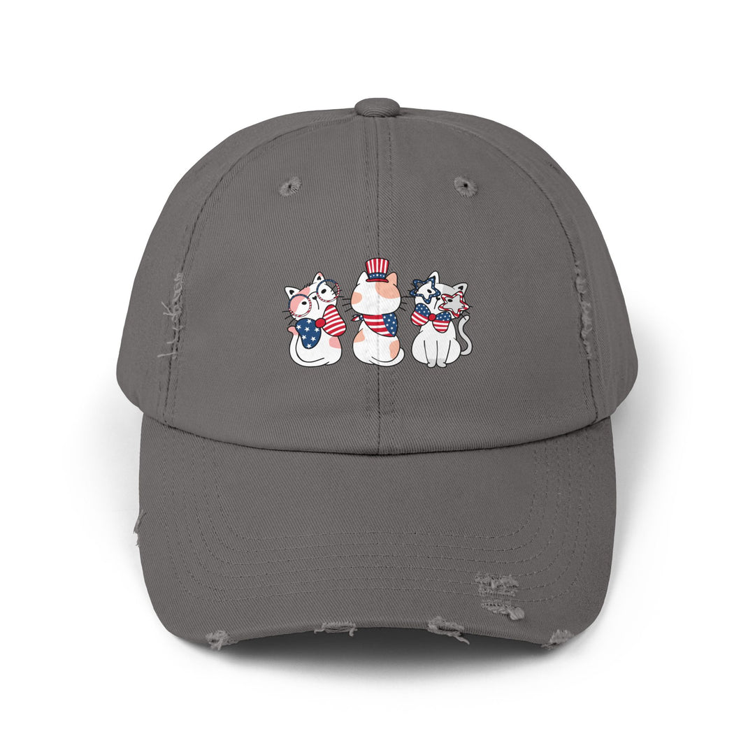 Flag Waving Cats Unisex Distressed Hat