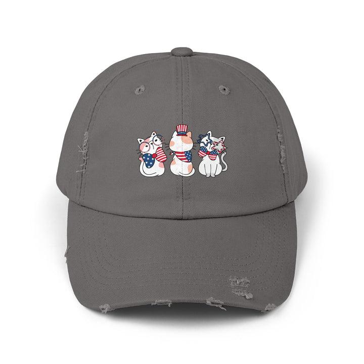 Flag Waving Cats Unisex Distressed Hat