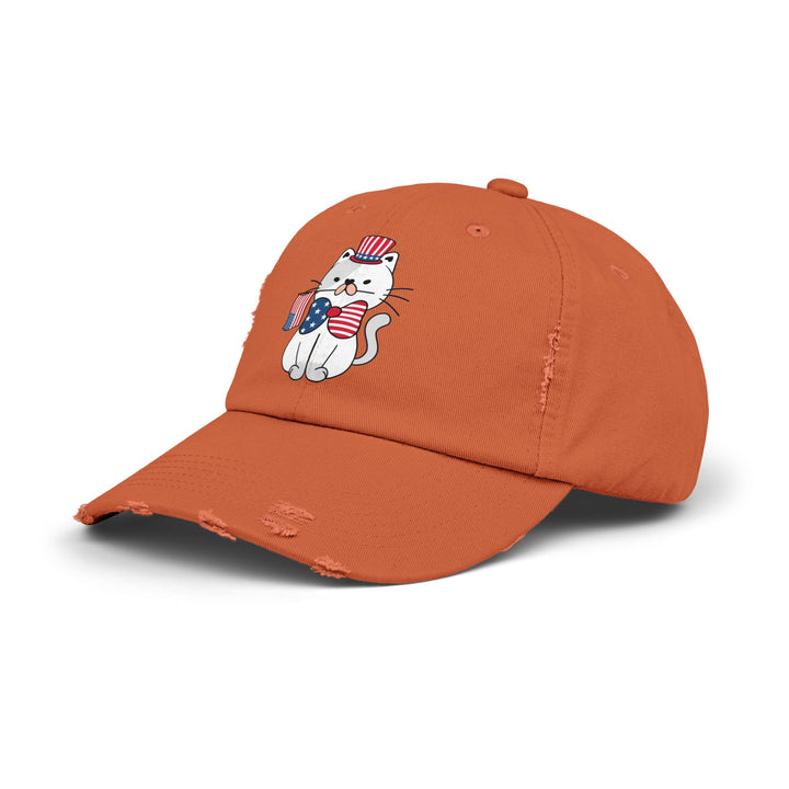 Patriotic Cat Unisex Distressed Hat