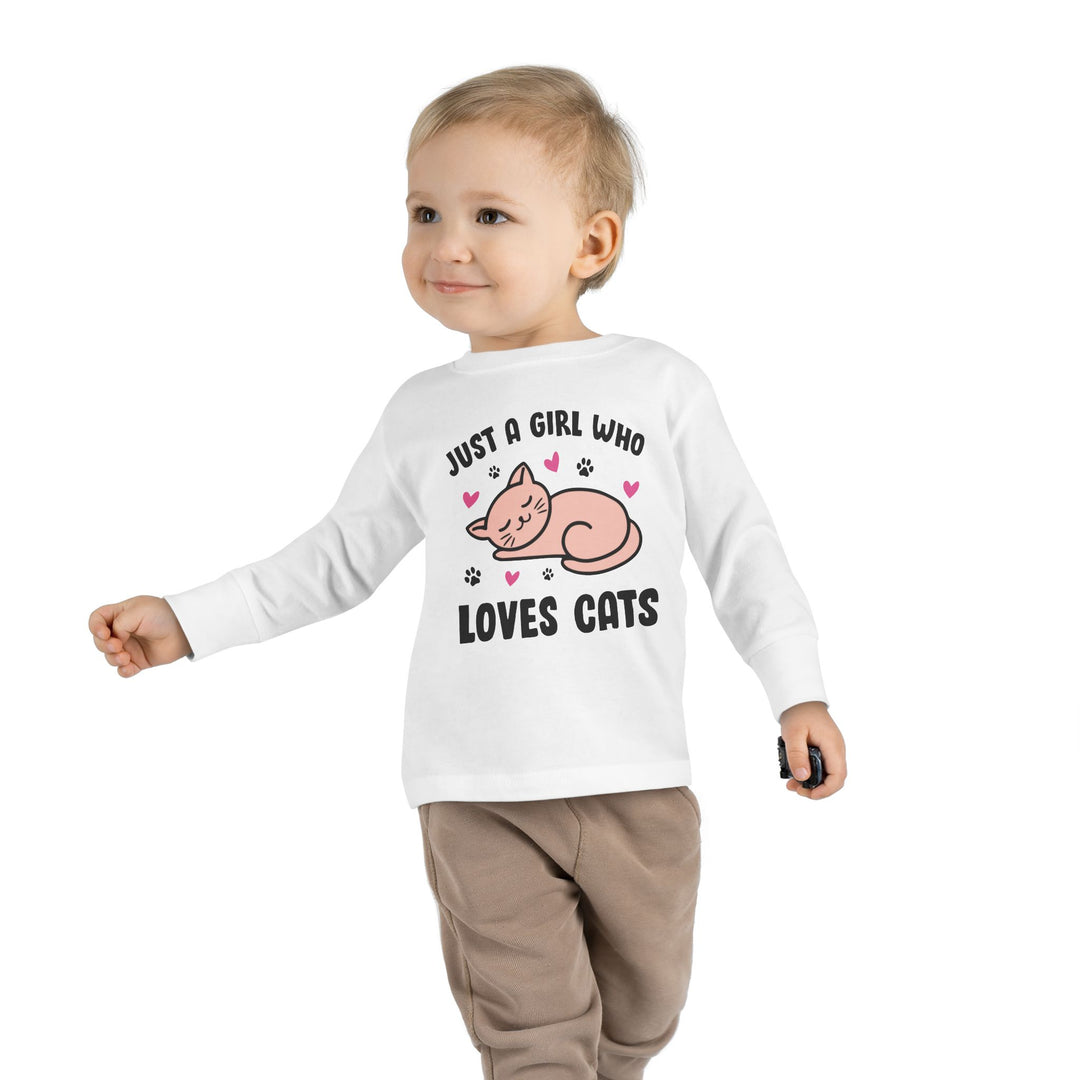Girl Who Loves Cats Toddler Long Sleeve Tee