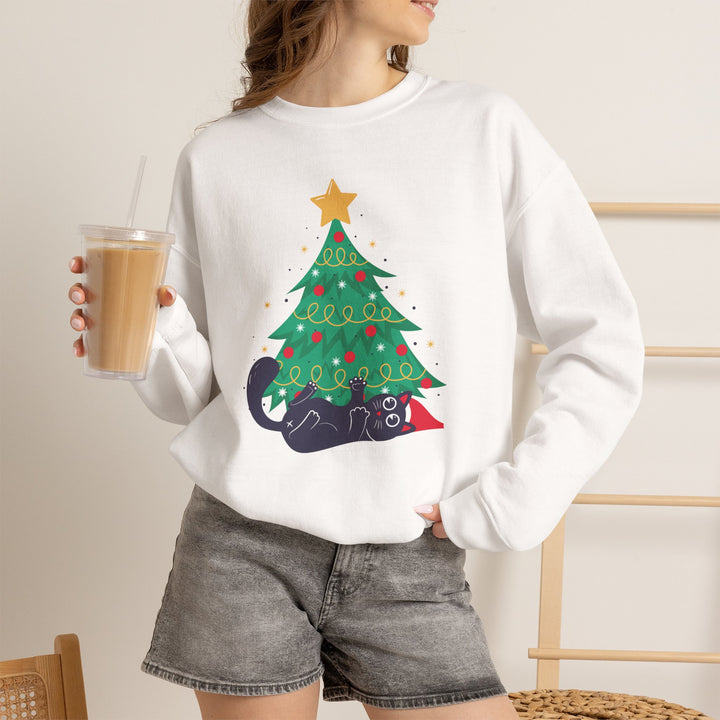 Mischievous Christmas Kitty Crewneck Sweatshirt