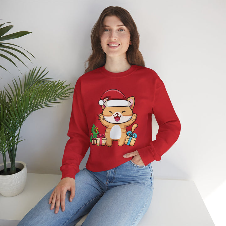 Happy Santa Cat Crewneck Sweatshirt