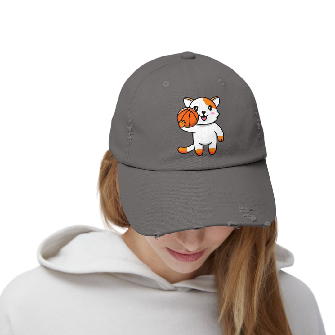 Basketball Cat Unisex Distressed Hat