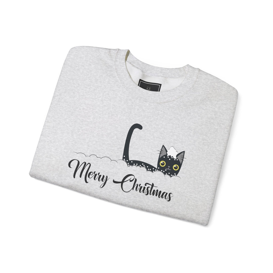 Snowy Christmas Cat Unisex Crewneck Sweatshirt