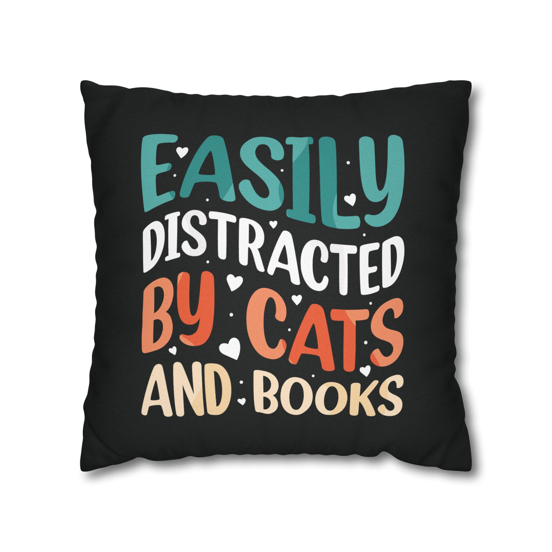 Cats and Books Square Pillow