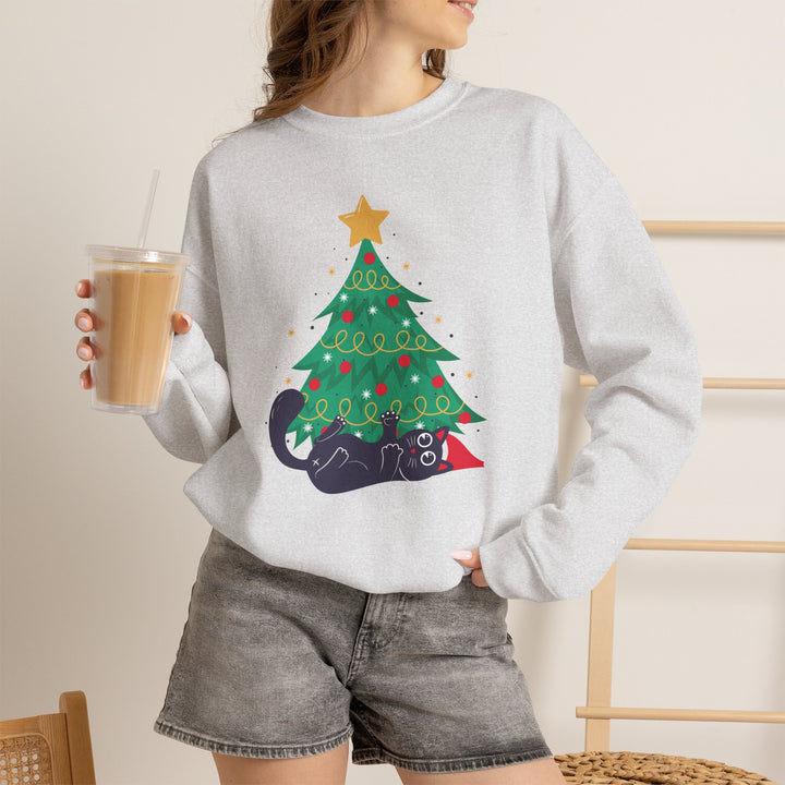 Mischievous Christmas Kitty Crewneck Sweatshirt