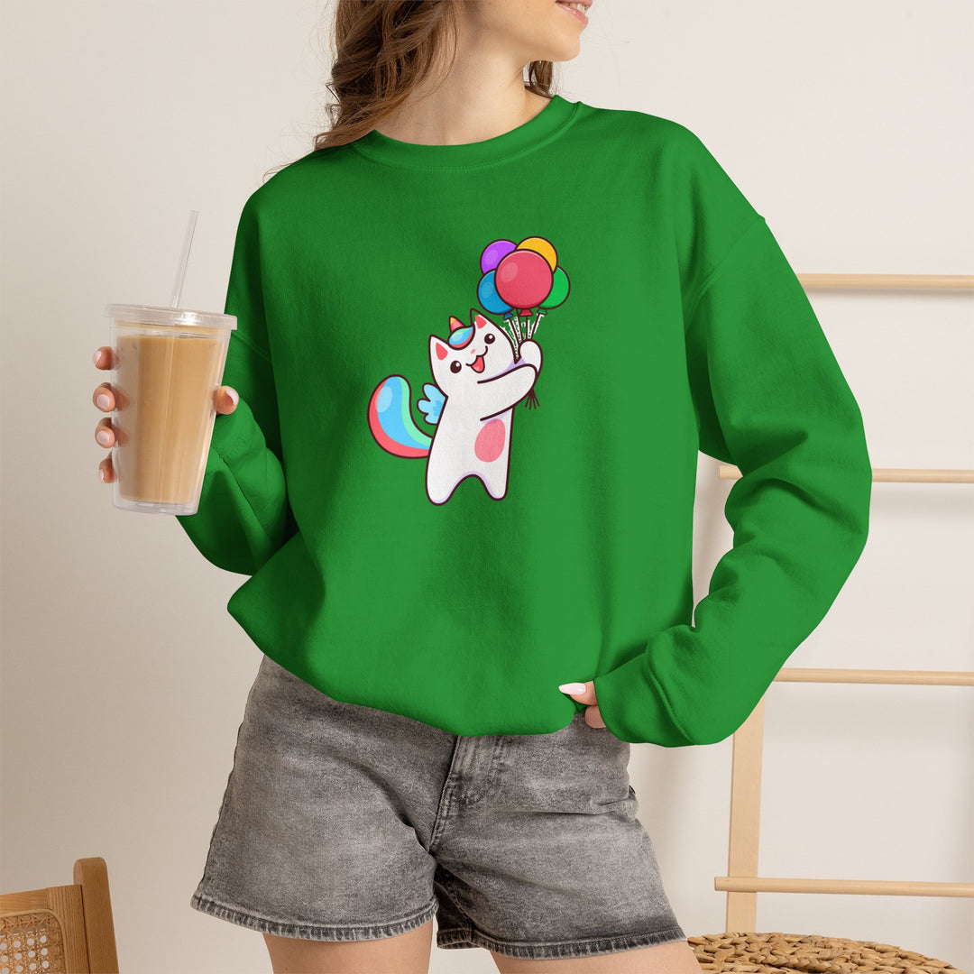 Caticorn and Balloons Unisex Crewneck Sweatshirt