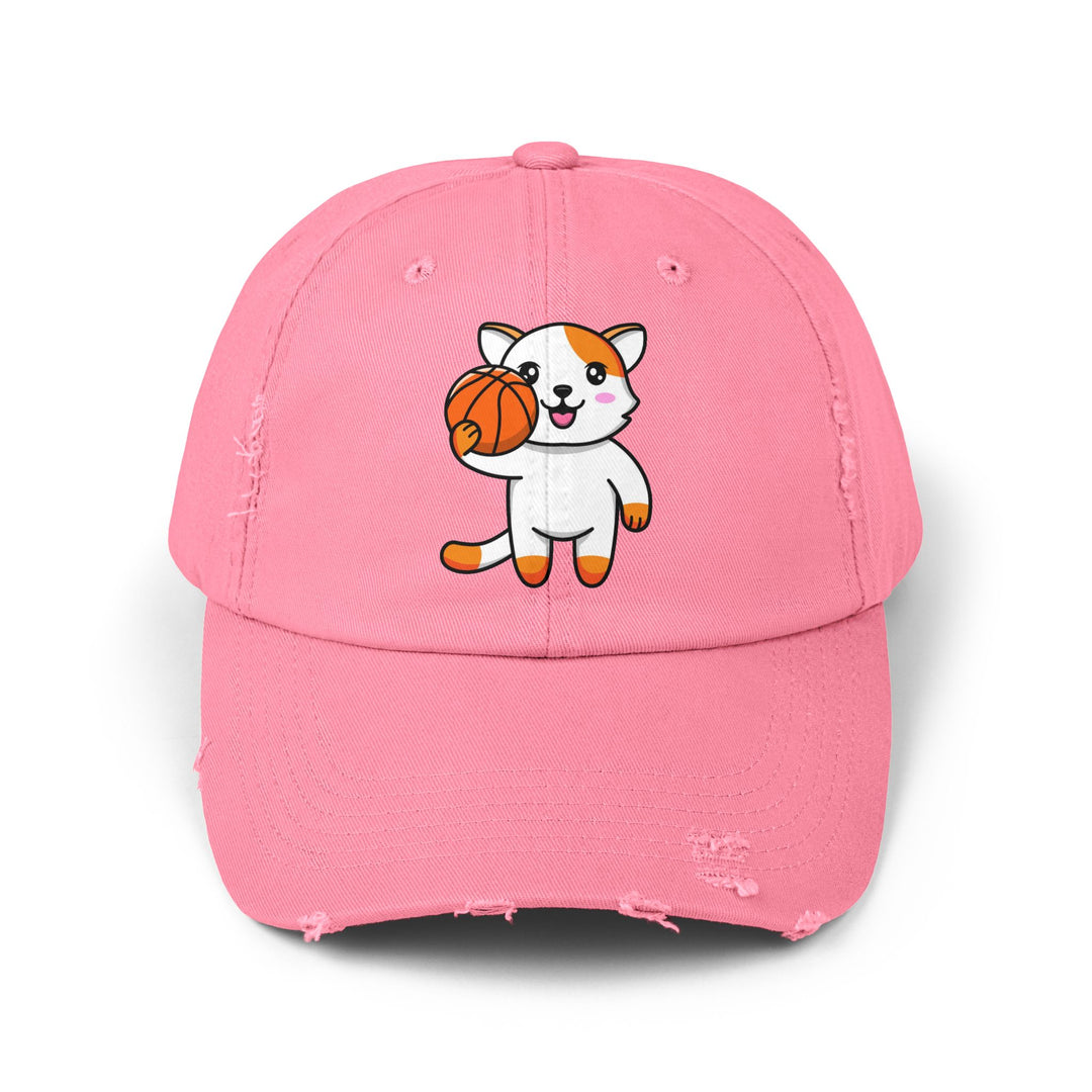 Basketball Cat Unisex Distressed Hat