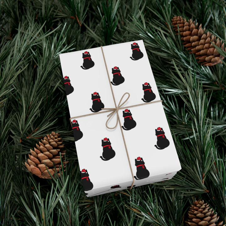 Black Cat in A Santa Hat Gift Wrap