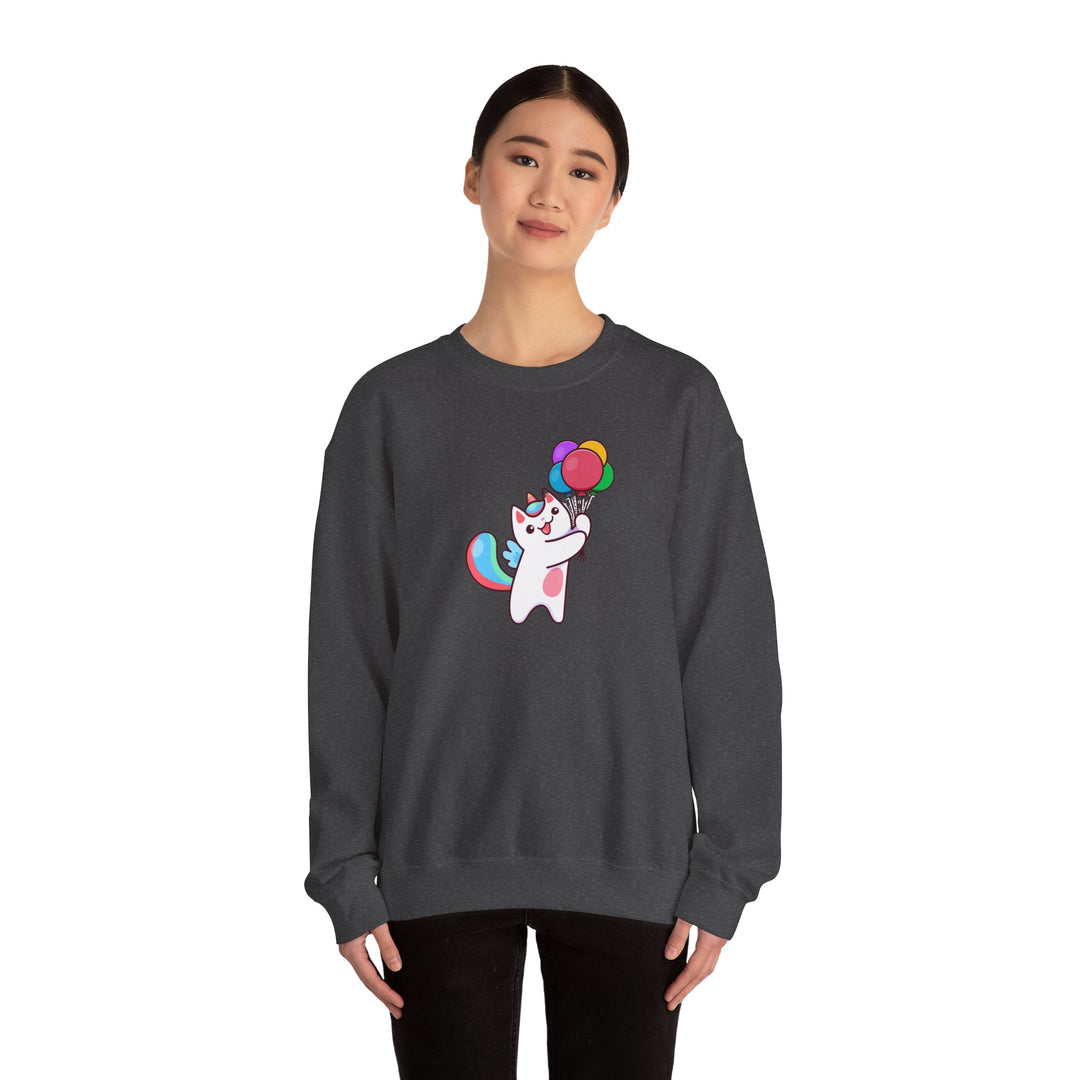 Caticorn and Balloons Unisex Crewneck Sweatshirt