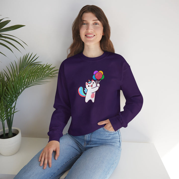 Caticorn and Balloons Unisex Crewneck Sweatshirt
