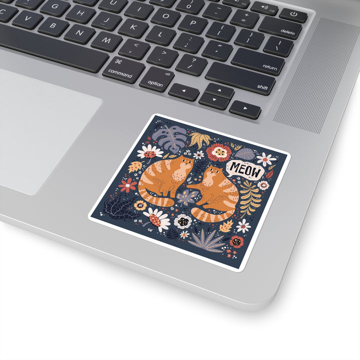 Needlepoint Cat Square Sticker