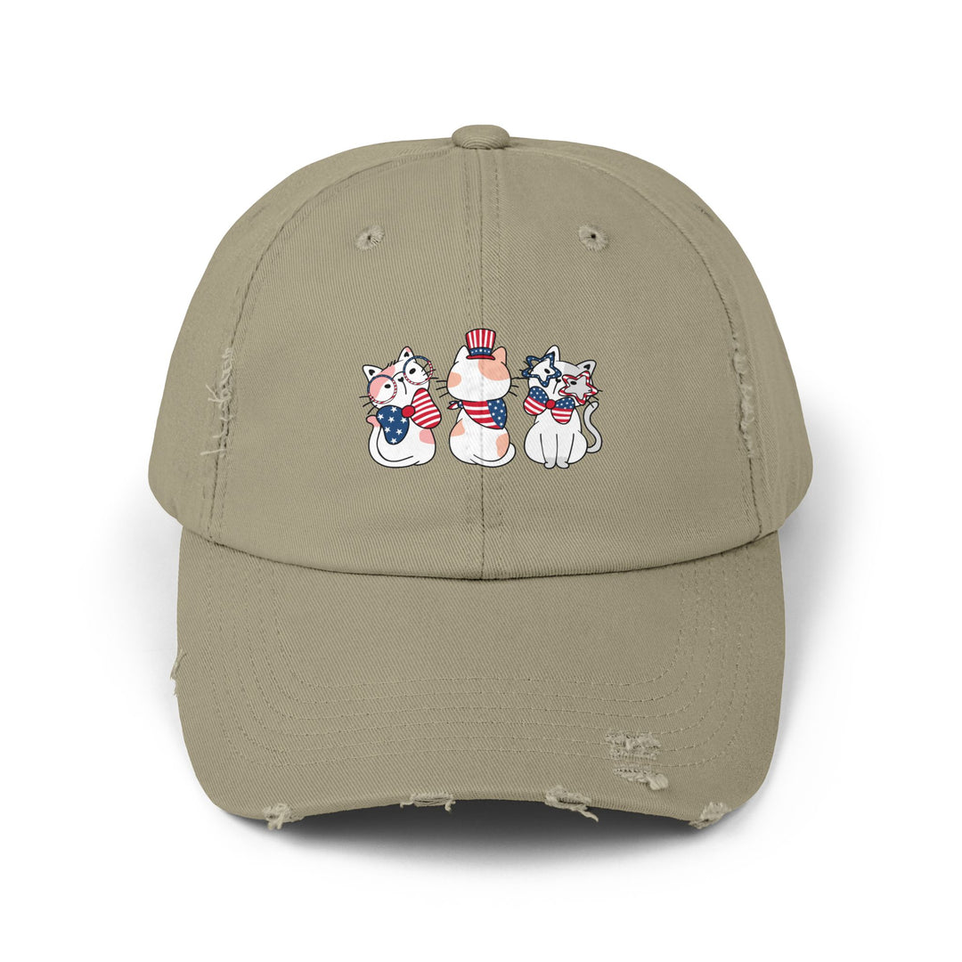 Flag Waving Cats Unisex Distressed Hat