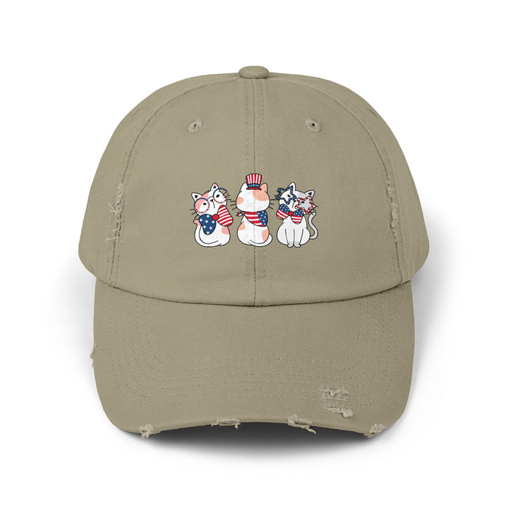 Flag Waving Cats Unisex Distressed Hat