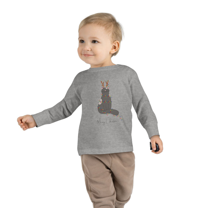 Bright Christmas Cat Toddler Long Sleeve Tee