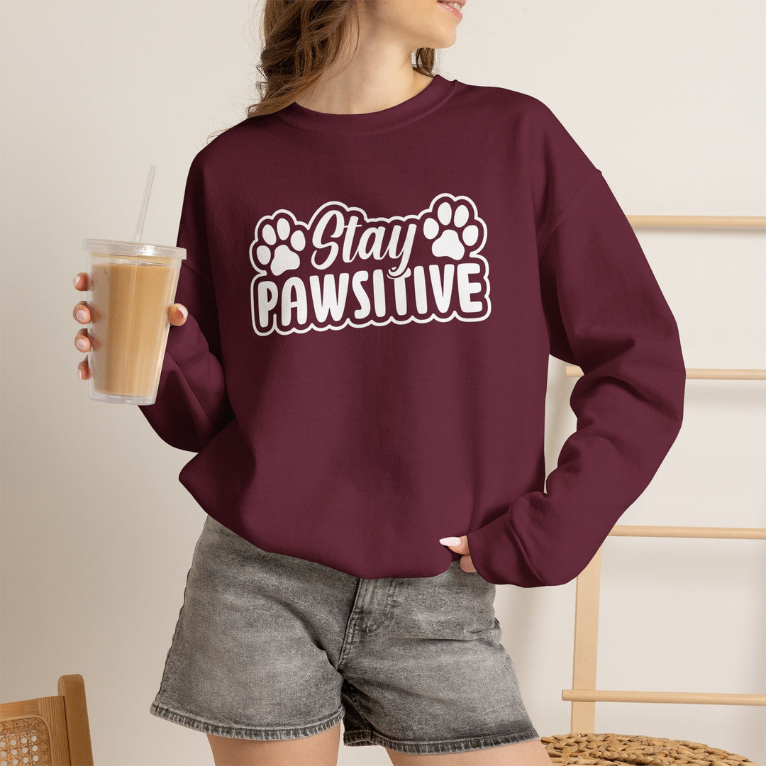 Stay Pawsitive Unisex Crewneck Sweatshirt