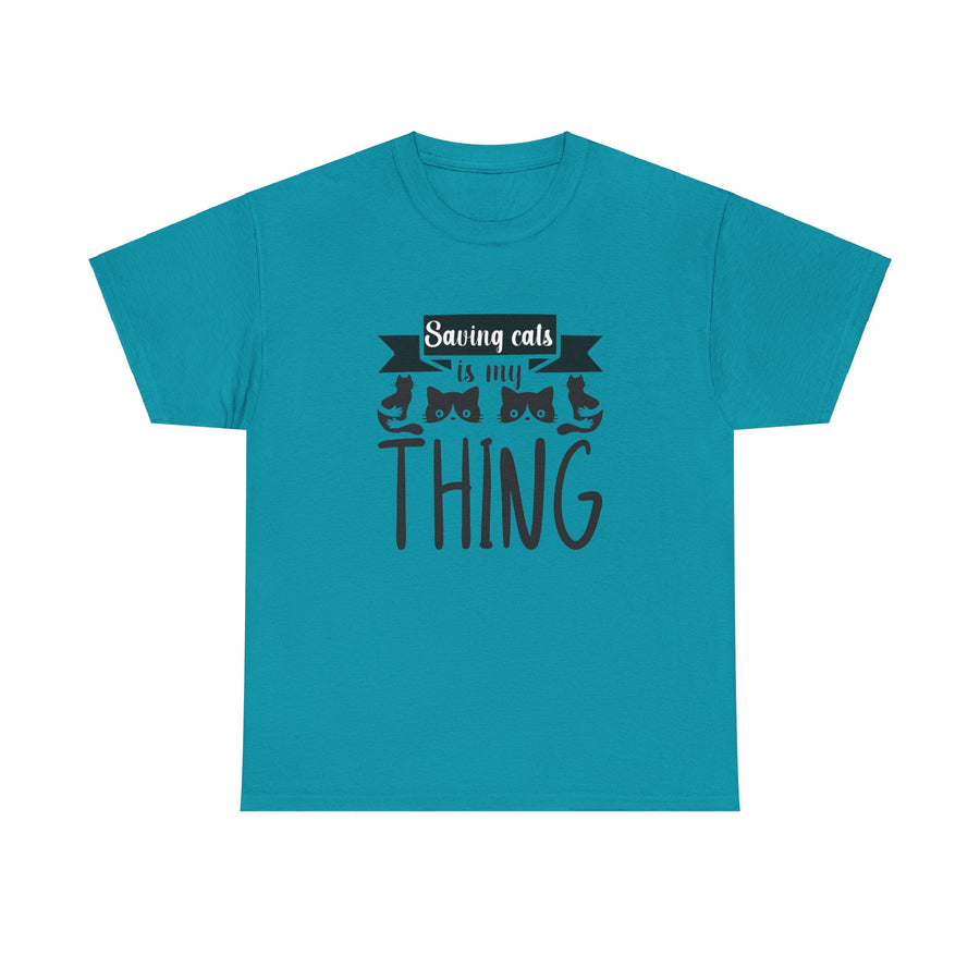 Saving Cats Is My Thing Cotton Tee- Happy Little Kitty