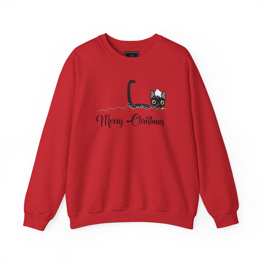 Snowy Christmas Cat Unisex Crewneck Sweatshirt