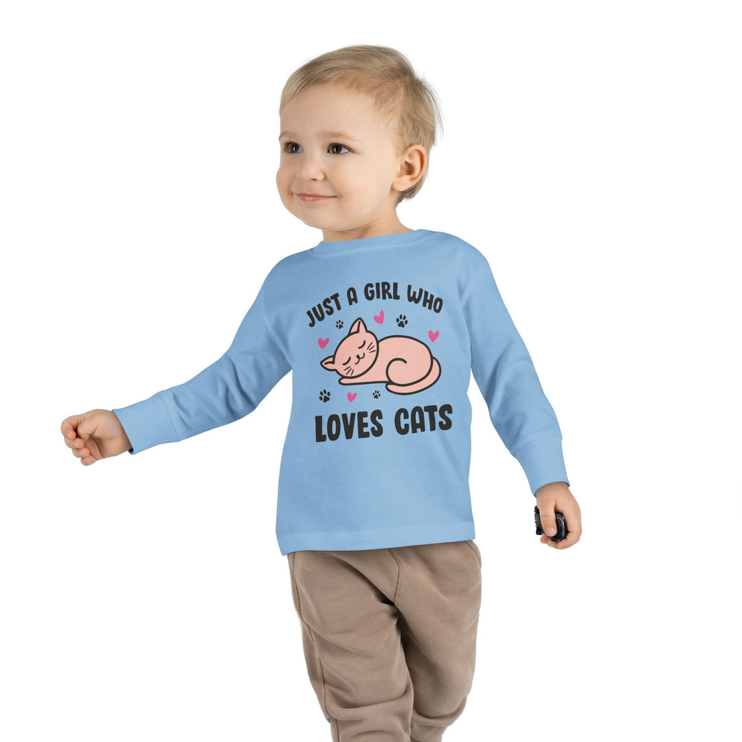 Girl Who Loves Cats Toddler Long Sleeve Tee
