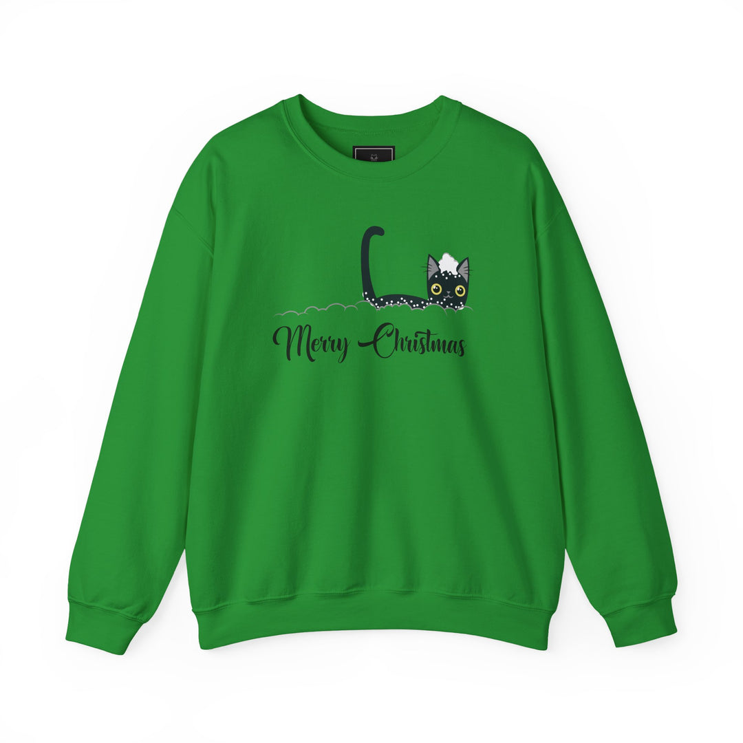 Snowy Christmas Cat Unisex Crewneck Sweatshirt