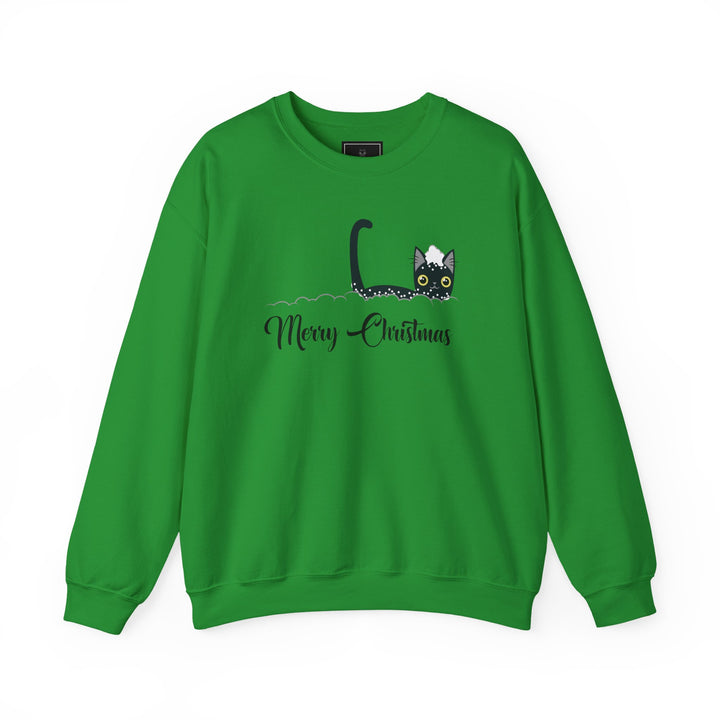 Snowy Christmas Cat Unisex Crewneck Sweatshirt