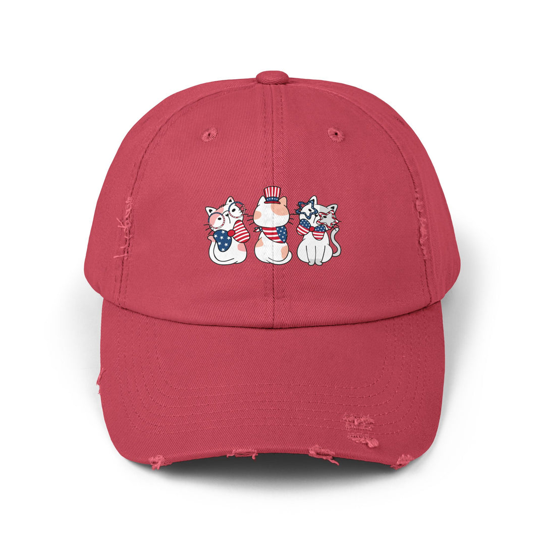 Flag Waving Cats Unisex Distressed Hat