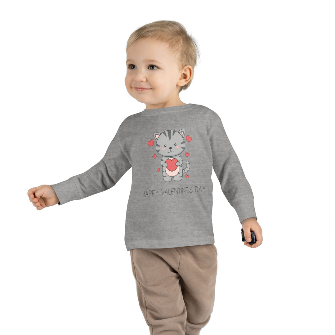 Valentine Cat Toddler Long Sleeve Tee