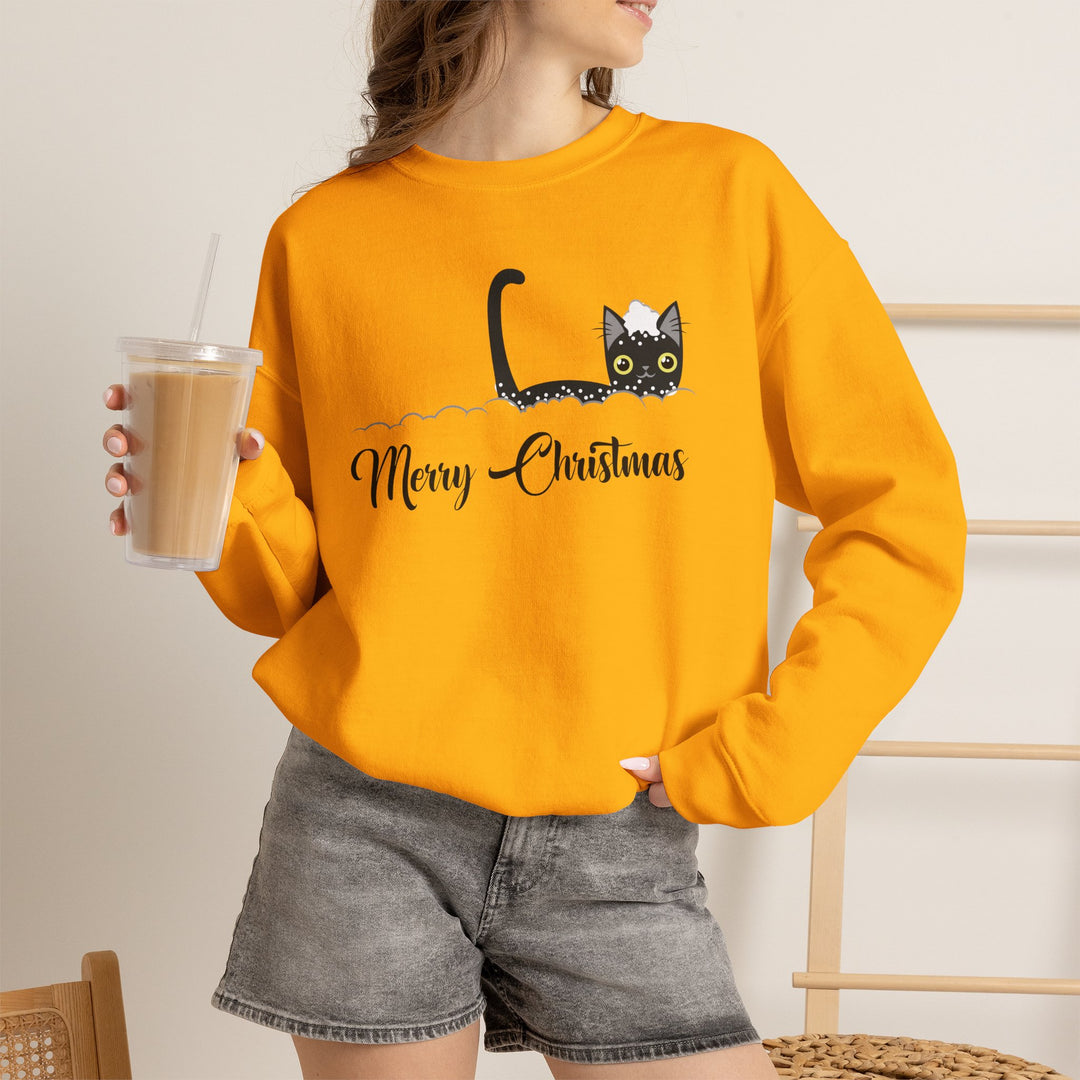 Snowy Christmas Cat Unisex Crewneck Sweatshirt