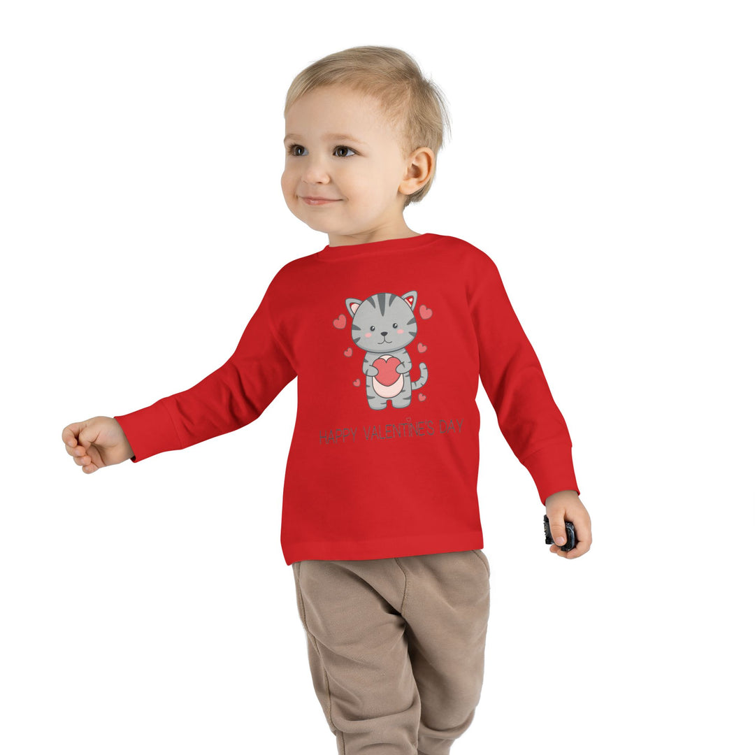 Valentine Cat Toddler Long Sleeve Tee