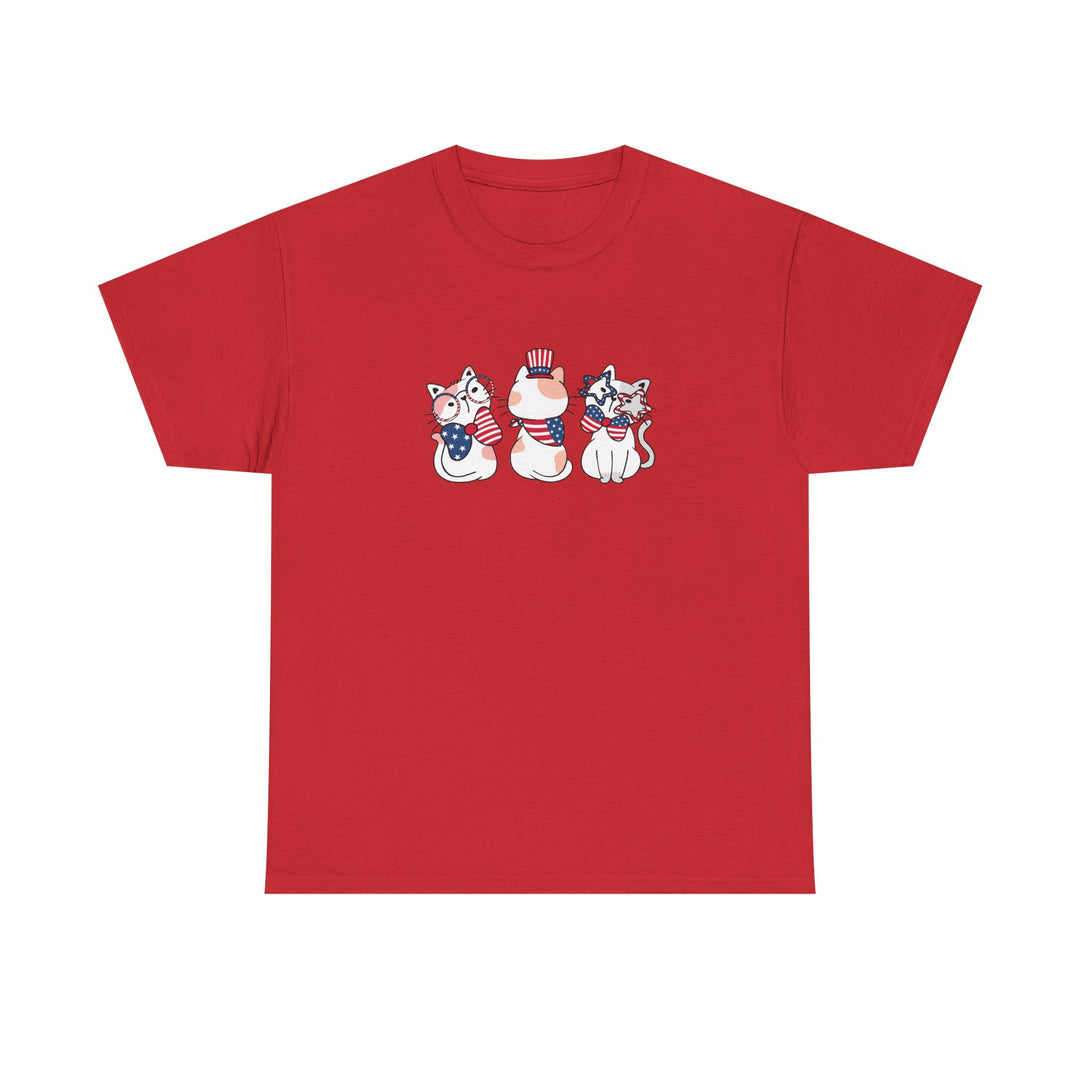 Flag Waving Cats Cotton Tee