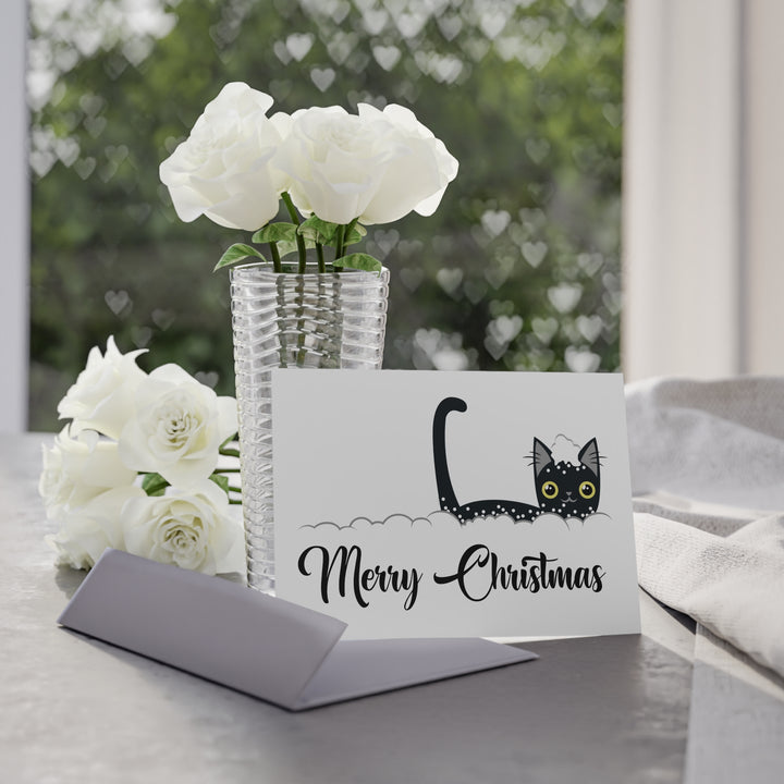 Snowy Christmas Cat Greeting Card