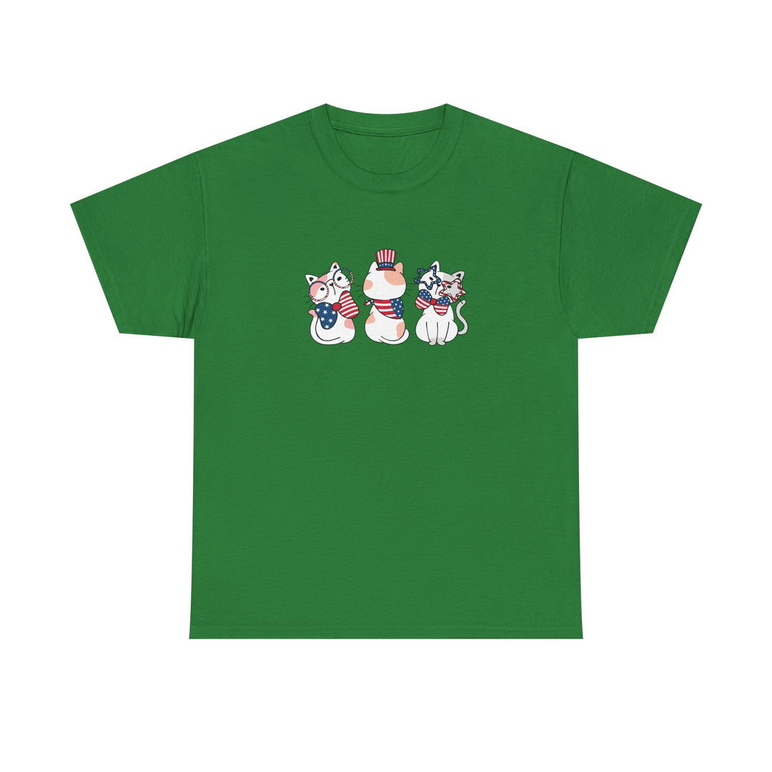 Flag Waving Cats Cotton Tee
