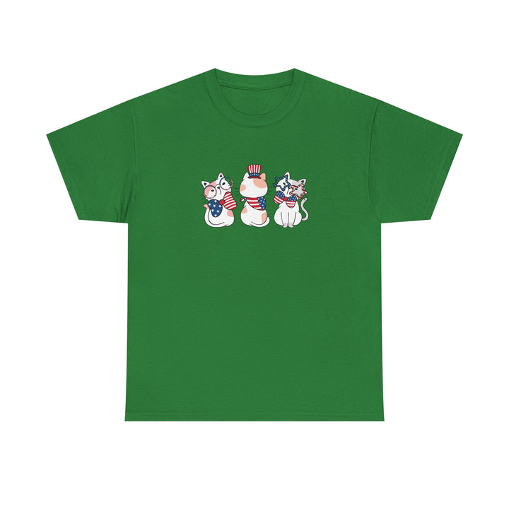 Flag Waving Cats Cotton Tee