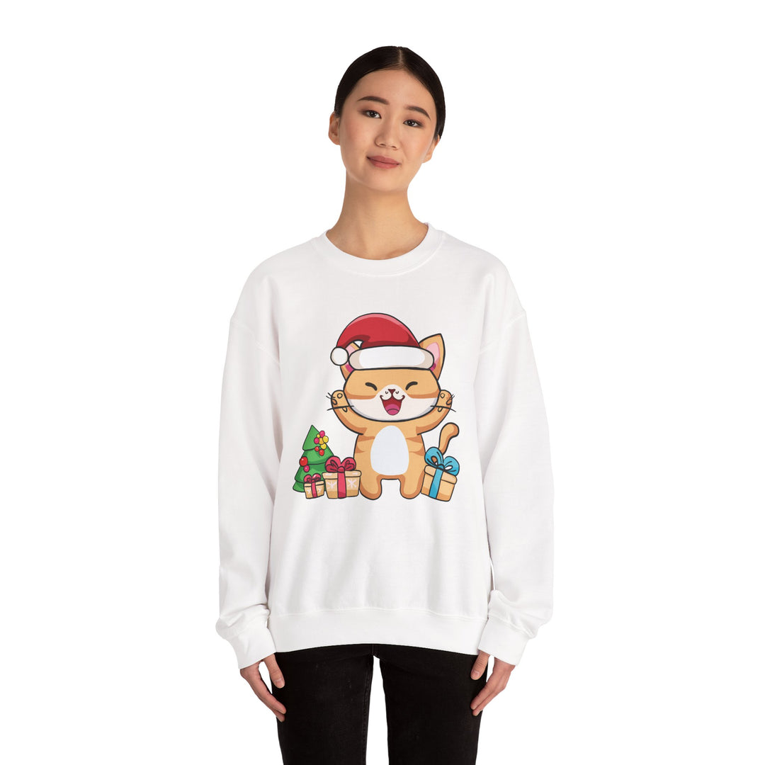 Happy Santa Cat Crewneck Sweatshirt
