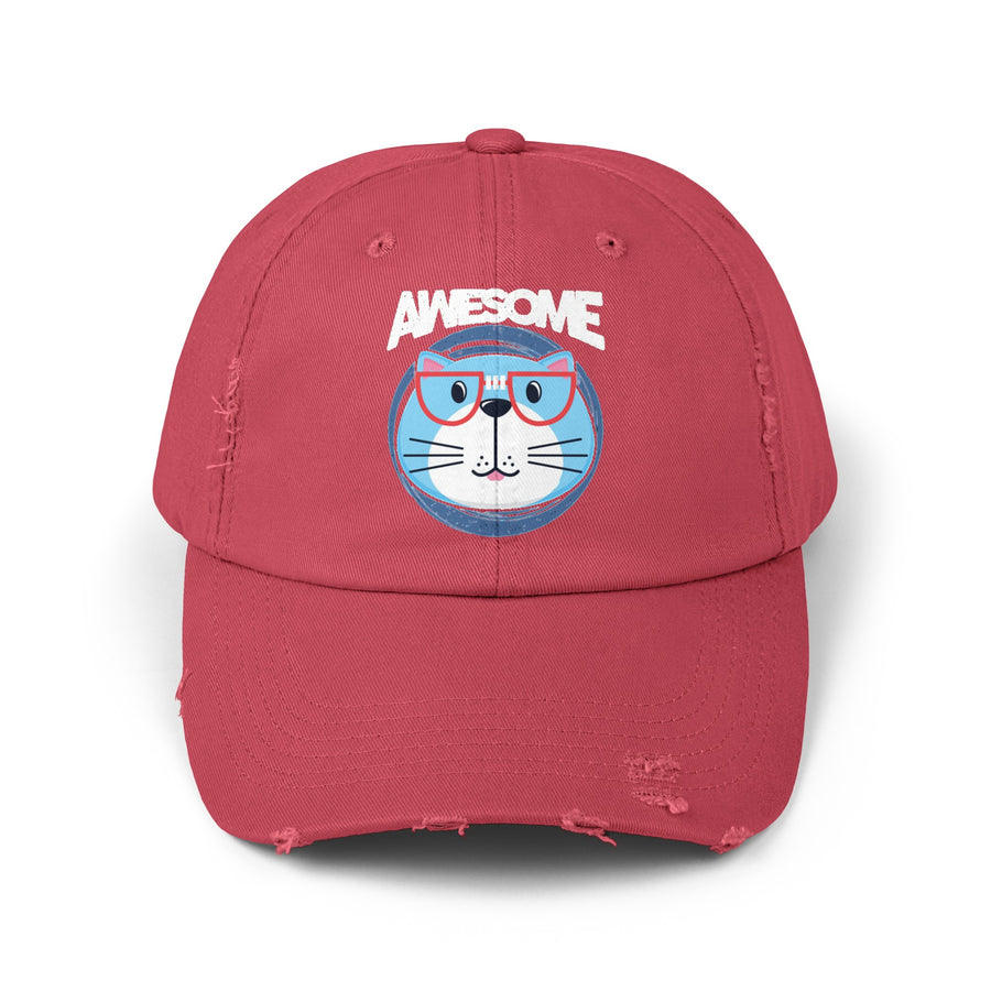 Awesome Cat Unisex Distressed Hat- Happy Little Kitty