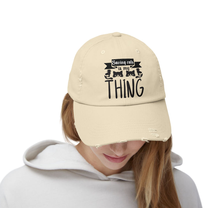 Saving Cats Unisex Distressed Hat