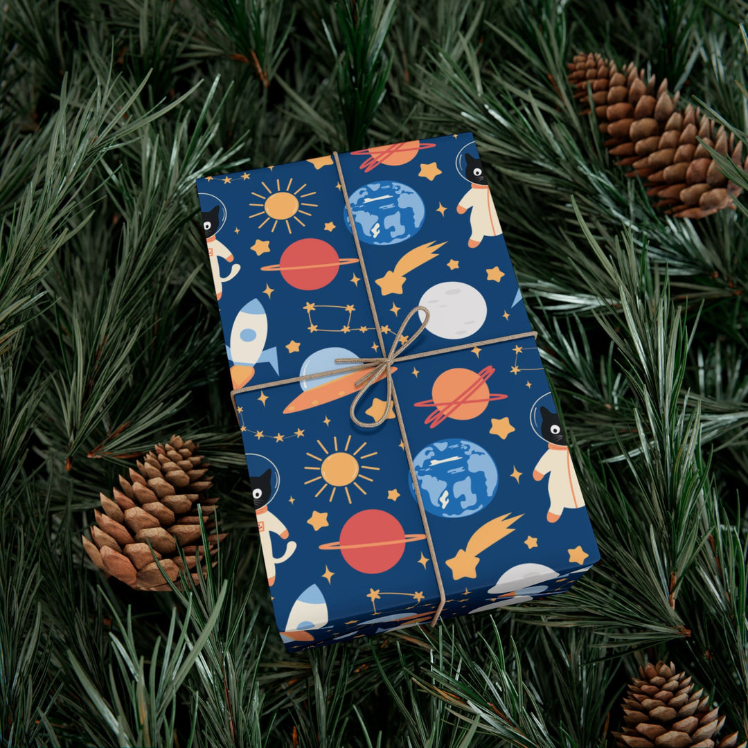 Cats and Planets Gift Wrap