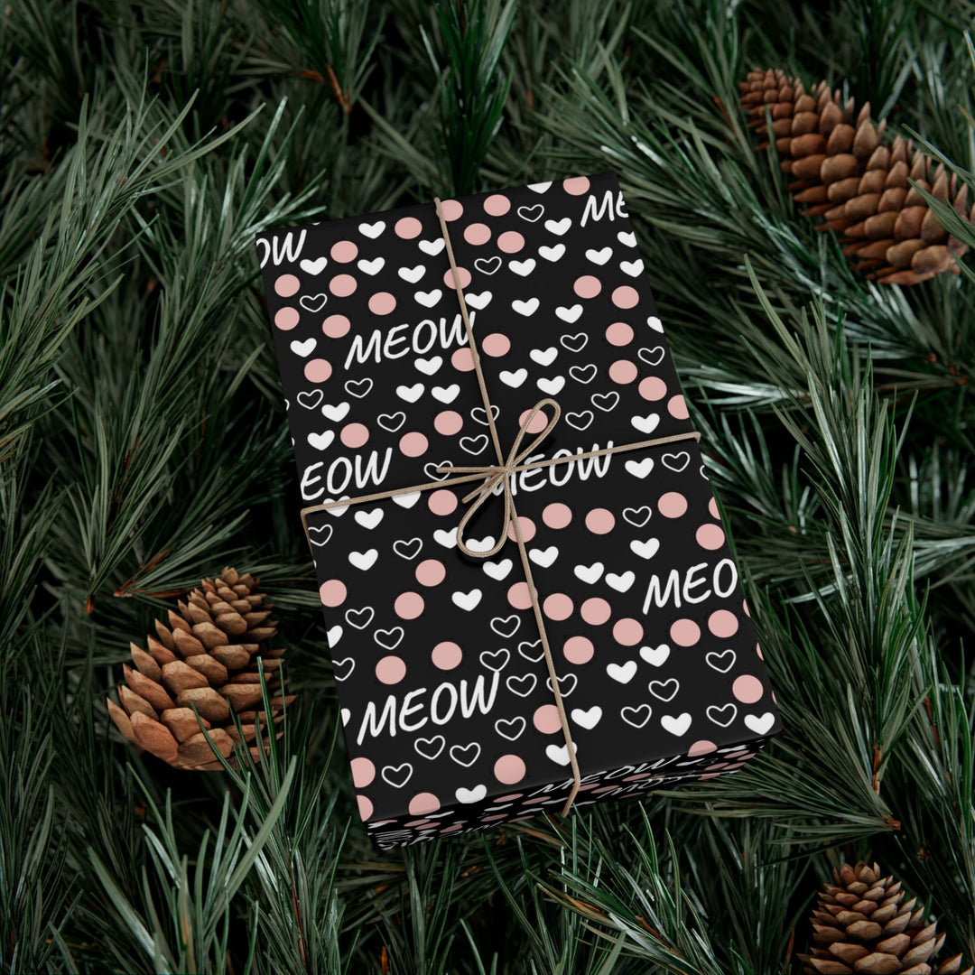 Meow and Hearts Gift Wrap