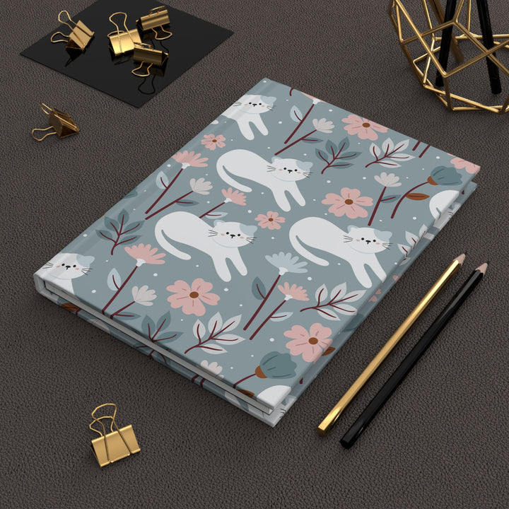Field of Flowers Cat Hardcover Journal