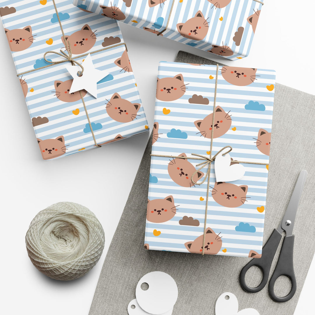Blue Stripes Cat Gift Wrap