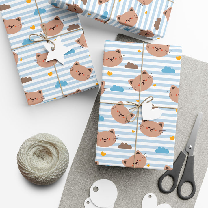 Blue Stripes Cat Gift Wrap