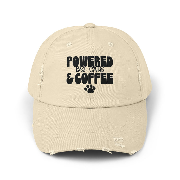 Cats and Coffee Unisex Distressed Hat- Happy Little Kitty